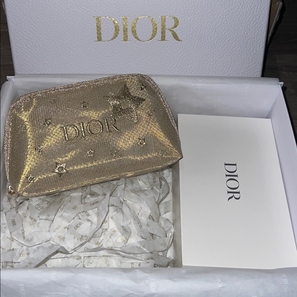 Dior Shimmering Gold Mesh Holiday Pouch - Picture 3 of 3